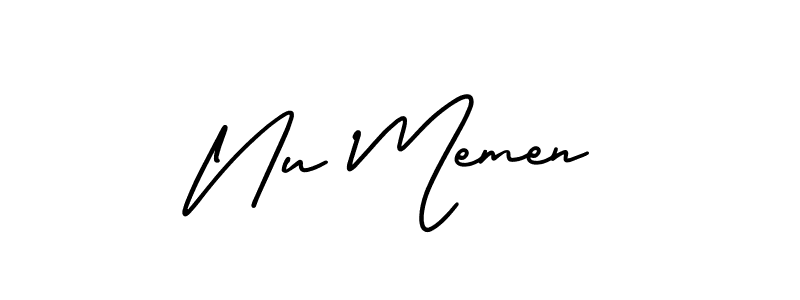 Make a beautiful signature design for name Nu Memen. With this signature (AmerikaSignatureDemo-Regular) style, you can create a handwritten signature for free. Nu Memen signature style 3 images and pictures png