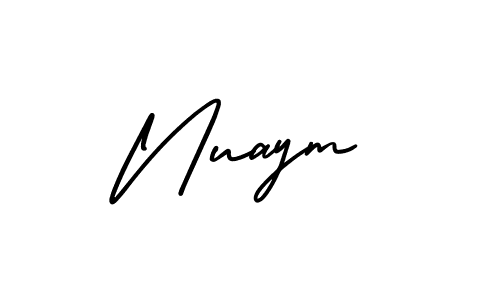 Similarly AmerikaSignatureDemo-Regular is the best handwritten signature design. Signature creator online .You can use it as an online autograph creator for name Nuaym. Nuaym signature style 3 images and pictures png