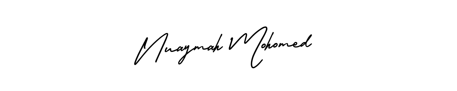 Also You can easily find your signature by using the search form. We will create Nuaymah Mohomed name handwritten signature images for you free of cost using AmerikaSignatureDemo-Regular sign style. Nuaymah Mohomed signature style 3 images and pictures png