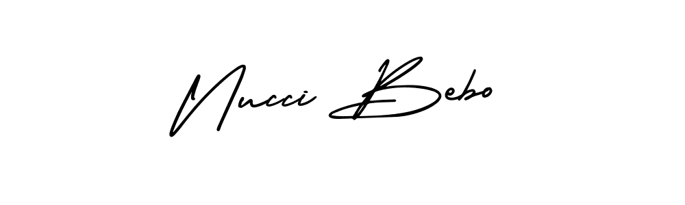How to make Nucci Bebo signature? AmerikaSignatureDemo-Regular is a professional autograph style. Create handwritten signature for Nucci Bebo name. Nucci Bebo signature style 3 images and pictures png