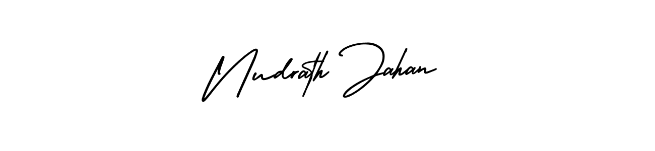 How to Draw Nudrath Jahan signature style? AmerikaSignatureDemo-Regular is a latest design signature styles for name Nudrath Jahan. Nudrath Jahan signature style 3 images and pictures png