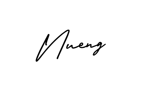 How to make Nueng name signature. Use AmerikaSignatureDemo-Regular style for creating short signs online. This is the latest handwritten sign. Nueng signature style 3 images and pictures png