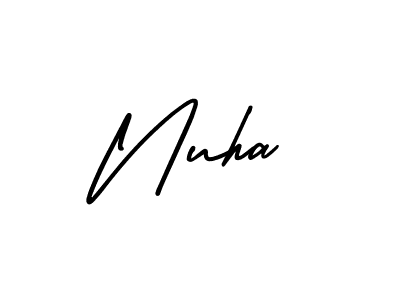 How to make Nuha name signature. Use AmerikaSignatureDemo-Regular style for creating short signs online. This is the latest handwritten sign. Nuha signature style 3 images and pictures png