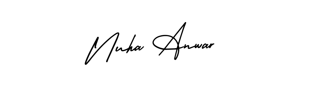 Nuha Anwar stylish signature style. Best Handwritten Sign (AmerikaSignatureDemo-Regular) for my name. Handwritten Signature Collection Ideas for my name Nuha Anwar. Nuha Anwar signature style 3 images and pictures png