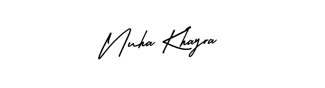 How to make Nuha Khayra signature? AmerikaSignatureDemo-Regular is a professional autograph style. Create handwritten signature for Nuha Khayra name. Nuha Khayra signature style 3 images and pictures png