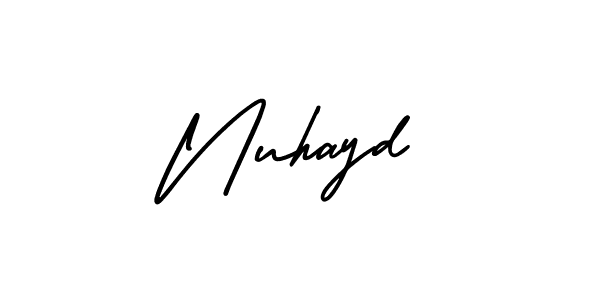 The best way (AmerikaSignatureDemo-Regular) to make a short signature is to pick only two or three words in your name. The name Nuhayd include a total of six letters. For converting this name. Nuhayd signature style 3 images and pictures png