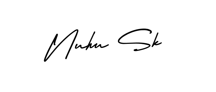 How to make Nuhu Sk name signature. Use AmerikaSignatureDemo-Regular style for creating short signs online. This is the latest handwritten sign. Nuhu Sk signature style 3 images and pictures png