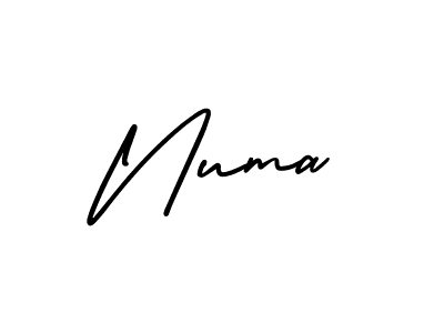 Numa stylish signature style. Best Handwritten Sign (AmerikaSignatureDemo-Regular) for my name. Handwritten Signature Collection Ideas for my name Numa. Numa signature style 3 images and pictures png