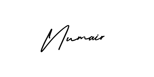 The best way (AmerikaSignatureDemo-Regular) to make a short signature is to pick only two or three words in your name. The name Numair include a total of six letters. For converting this name. Numair signature style 3 images and pictures png