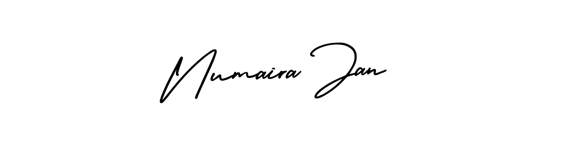 The best way (AmerikaSignatureDemo-Regular) to make a short signature is to pick only two or three words in your name. The name Numaira Jan include a total of six letters. For converting this name. Numaira Jan signature style 3 images and pictures png
