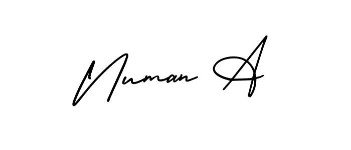 Numan A stylish signature style. Best Handwritten Sign (AmerikaSignatureDemo-Regular) for my name. Handwritten Signature Collection Ideas for my name Numan A. Numan A signature style 3 images and pictures png