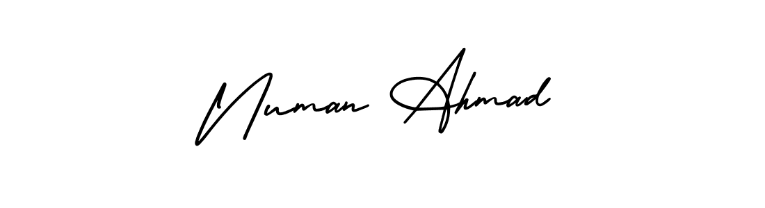 It looks lik you need a new signature style for name Numan Ahmad. Design unique handwritten (AmerikaSignatureDemo-Regular) signature with our free signature maker in just a few clicks. Numan Ahmad signature style 3 images and pictures png
