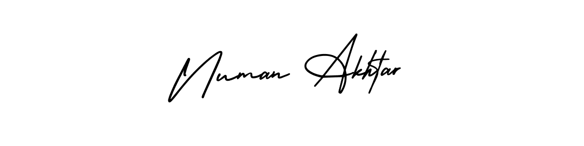 How to make Numan Akhtar name signature. Use AmerikaSignatureDemo-Regular style for creating short signs online. This is the latest handwritten sign. Numan Akhtar signature style 3 images and pictures png