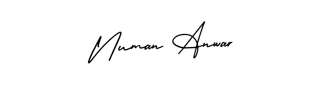 How to make Numan Anwar name signature. Use AmerikaSignatureDemo-Regular style for creating short signs online. This is the latest handwritten sign. Numan Anwar signature style 3 images and pictures png