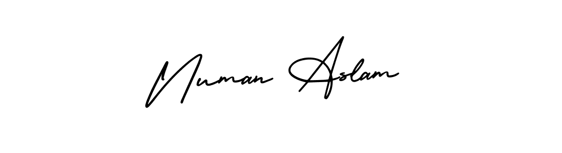 Use a signature maker to create a handwritten signature online. With this signature software, you can design (AmerikaSignatureDemo-Regular) your own signature for name Numan Aslam. Numan Aslam signature style 3 images and pictures png
