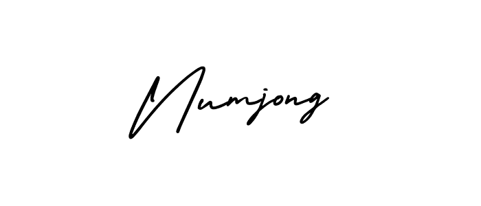 You should practise on your own different ways (AmerikaSignatureDemo-Regular) to write your name (Numjong) in signature. don't let someone else do it for you. Numjong signature style 3 images and pictures png