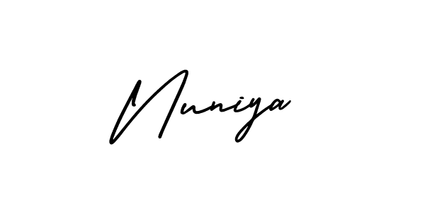 How to make Nuniya name signature. Use AmerikaSignatureDemo-Regular style for creating short signs online. This is the latest handwritten sign. Nuniya signature style 3 images and pictures png