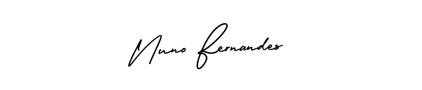 You should practise on your own different ways (AmerikaSignatureDemo-Regular) to write your name (Nuno Fernandes) in signature. don't let someone else do it for you. Nuno Fernandes signature style 3 images and pictures png