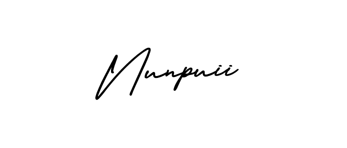 How to Draw Nunpuii signature style? AmerikaSignatureDemo-Regular is a latest design signature styles for name Nunpuii. Nunpuii signature style 3 images and pictures png