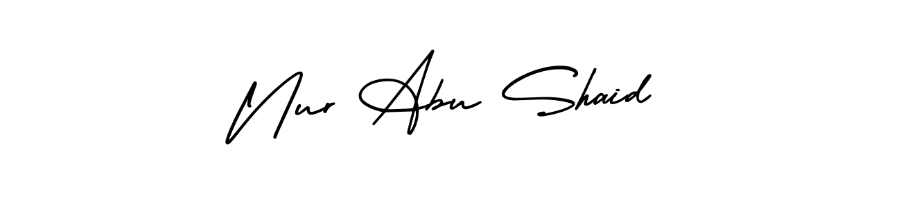This is the best signature style for the Nur Abu Shaid name. Also you like these signature font (AmerikaSignatureDemo-Regular). Mix name signature. Nur Abu Shaid signature style 3 images and pictures png