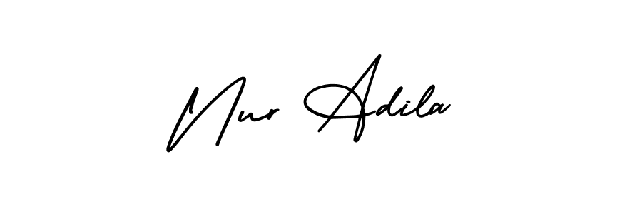 Create a beautiful signature design for name Nur Adila. With this signature (AmerikaSignatureDemo-Regular) fonts, you can make a handwritten signature for free. Nur Adila signature style 3 images and pictures png