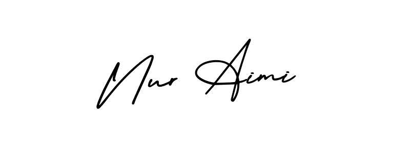 AmerikaSignatureDemo-Regular is a professional signature style that is perfect for those who want to add a touch of class to their signature. It is also a great choice for those who want to make their signature more unique. Get Nur Aimi name to fancy signature for free. Nur Aimi signature style 3 images and pictures png