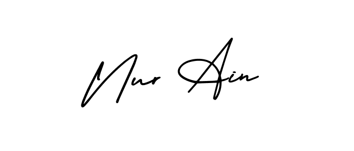 Design your own signature with our free online signature maker. With this signature software, you can create a handwritten (AmerikaSignatureDemo-Regular) signature for name Nur Ain. Nur Ain signature style 3 images and pictures png