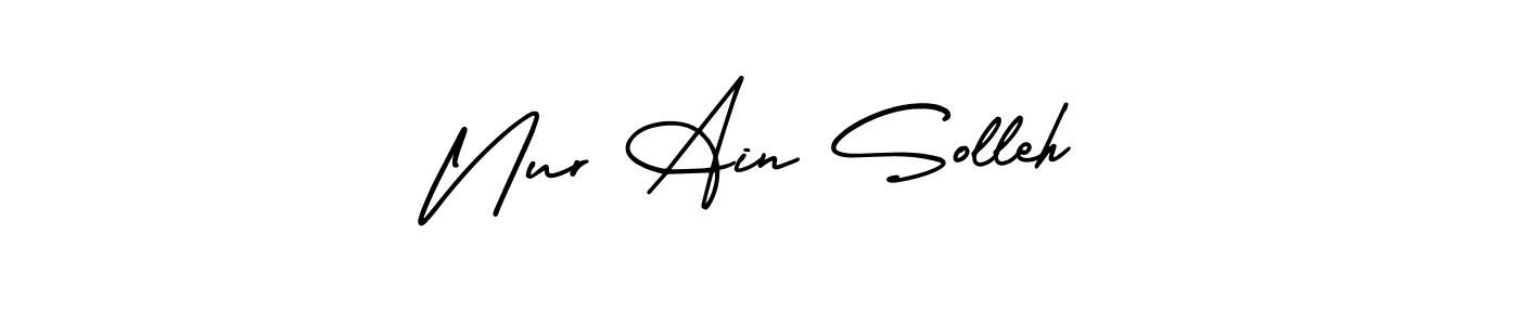 if you are searching for the best signature style for your name Nur Ain Solleh. so please give up your signature search. here we have designed multiple signature styles  using AmerikaSignatureDemo-Regular. Nur Ain Solleh signature style 3 images and pictures png