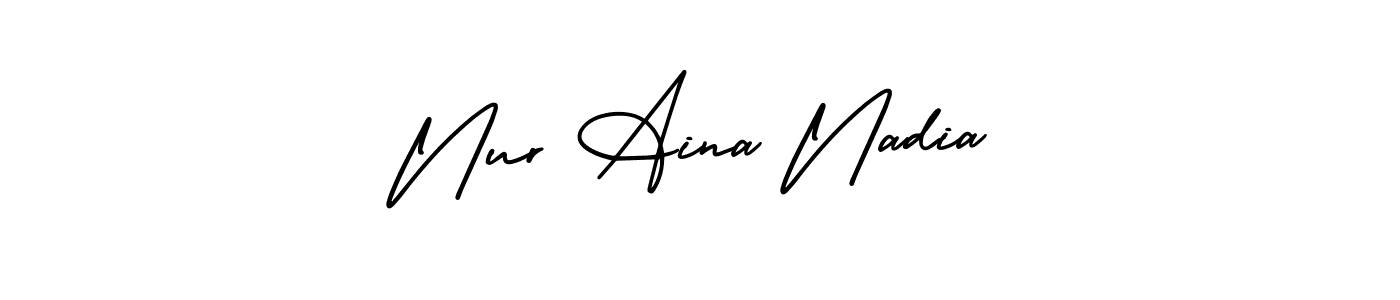 AmerikaSignatureDemo-Regular is a professional signature style that is perfect for those who want to add a touch of class to their signature. It is also a great choice for those who want to make their signature more unique. Get Nur Aina Nadia name to fancy signature for free. Nur Aina Nadia signature style 3 images and pictures png