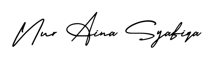 Quickly download Nur Aina Syafiqa name signature in high-resolution PNG using AmerikaSignatureDemo-Regular style. Ready to insert into PDFs and online applications. Nur Aina Syafiqa signature style 3 images and pictures png