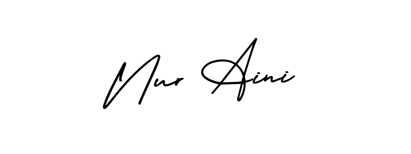Create a beautiful signature design for name Nur Aini. With this signature (AmerikaSignatureDemo-Regular) fonts, you can make a handwritten signature for free. Nur Aini signature style 3 images and pictures png