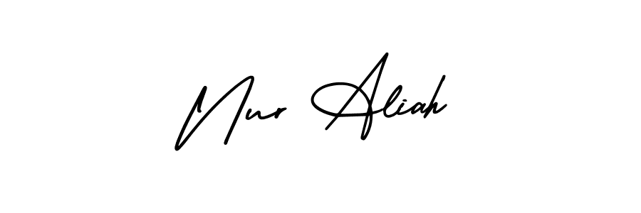 How to Draw Nur Aliah signature style? AmerikaSignatureDemo-Regular is a latest design signature styles for name Nur Aliah. Nur Aliah signature style 3 images and pictures png