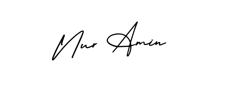 Use a signature maker to create a handwritten signature online. With this signature software, you can design (AmerikaSignatureDemo-Regular) your own signature for name Nur Amin. Nur Amin signature style 3 images and pictures png