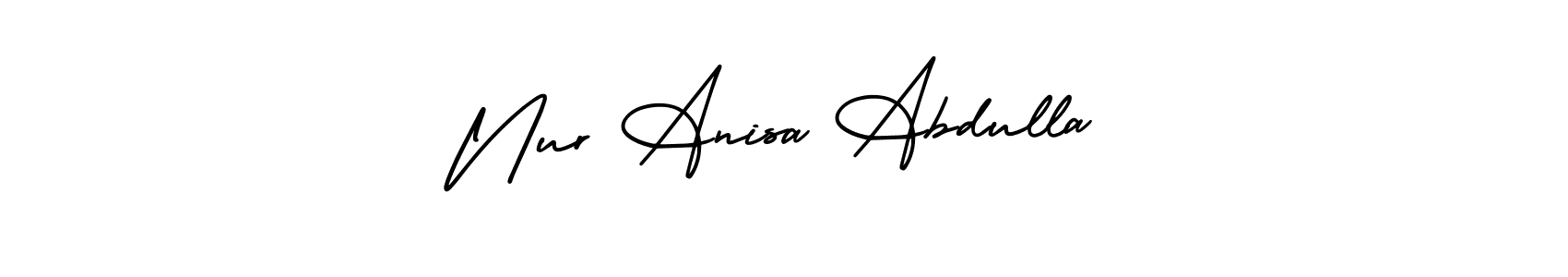 This is the best signature style for the Nur Anisa Abdulla name. Also you like these signature font (AmerikaSignatureDemo-Regular). Mix name signature. Nur Anisa Abdulla signature style 3 images and pictures png
