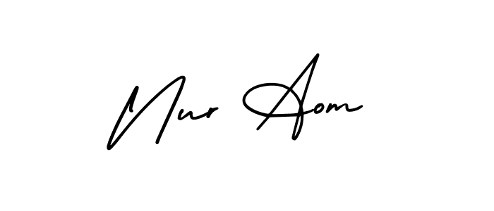 if you are searching for the best signature style for your name Nur Aom. so please give up your signature search. here we have designed multiple signature styles  using AmerikaSignatureDemo-Regular. Nur Aom signature style 3 images and pictures png