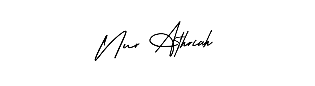 Make a short Nur Athriah signature style. Manage your documents anywhere anytime using AmerikaSignatureDemo-Regular. Create and add eSignatures, submit forms, share and send files easily. Nur Athriah signature style 3 images and pictures png