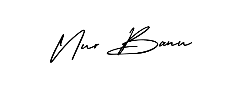 This is the best signature style for the Nur Banu name. Also you like these signature font (AmerikaSignatureDemo-Regular). Mix name signature. Nur Banu signature style 3 images and pictures png