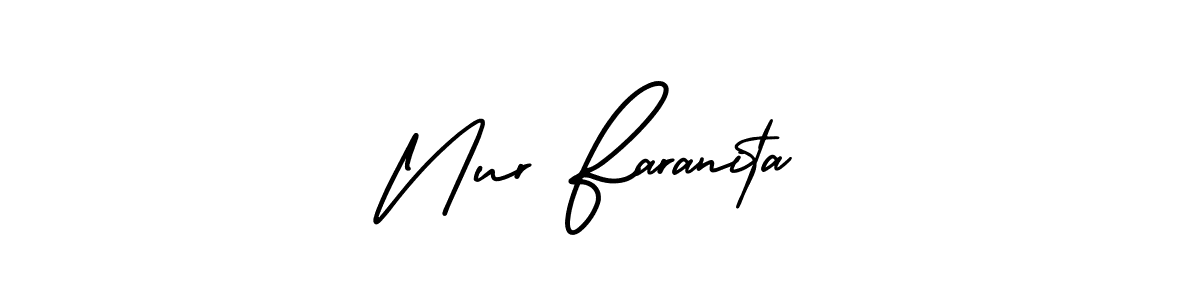 AmerikaSignatureDemo-Regular is a professional signature style that is perfect for those who want to add a touch of class to their signature. It is also a great choice for those who want to make their signature more unique. Get Nur Faranita name to fancy signature for free. Nur Faranita signature style 3 images and pictures png