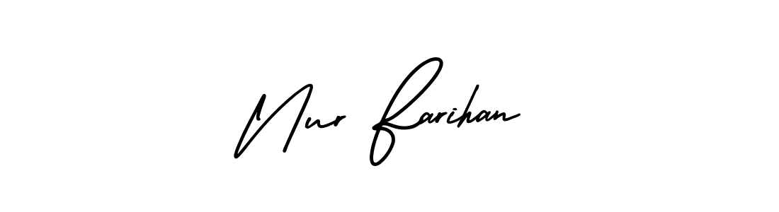 Also You can easily find your signature by using the search form. We will create Nur Farihan name handwritten signature images for you free of cost using AmerikaSignatureDemo-Regular sign style. Nur Farihan signature style 3 images and pictures png