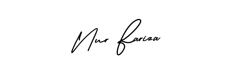 Nur Fariza stylish signature style. Best Handwritten Sign (AmerikaSignatureDemo-Regular) for my name. Handwritten Signature Collection Ideas for my name Nur Fariza. Nur Fariza signature style 3 images and pictures png