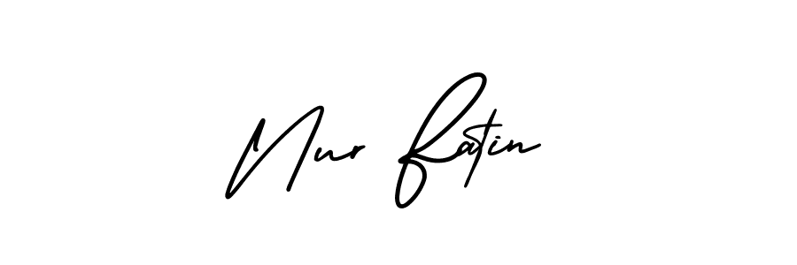 How to make Nur Fatin name signature. Use AmerikaSignatureDemo-Regular style for creating short signs online. This is the latest handwritten sign. Nur Fatin signature style 3 images and pictures png