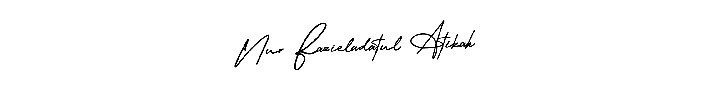 The best way (AmerikaSignatureDemo-Regular) to make a short signature is to pick only two or three words in your name. The name Nur Fazieladatul Atikah include a total of six letters. For converting this name. Nur Fazieladatul Atikah signature style 3 images and pictures png