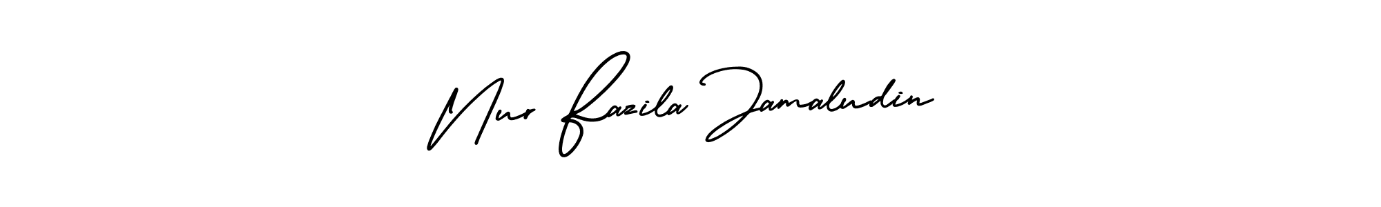 This is the best signature style for the Nur Fazila Jamaludin name. Also you like these signature font (AmerikaSignatureDemo-Regular). Mix name signature. Nur Fazila Jamaludin signature style 3 images and pictures png