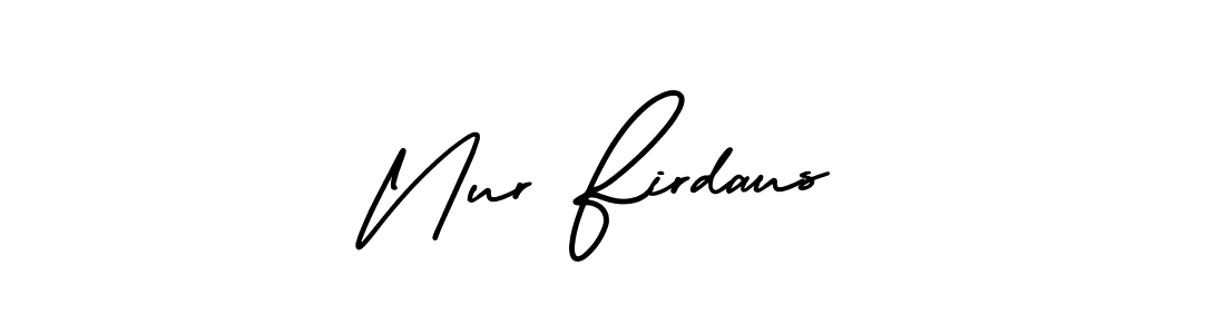 Use a signature maker to create a handwritten signature online. With this signature software, you can design (AmerikaSignatureDemo-Regular) your own signature for name Nur Firdaus. Nur Firdaus signature style 3 images and pictures png