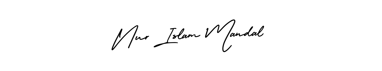 You should practise on your own different ways (AmerikaSignatureDemo-Regular) to write your name (Nur Islam Mandal) in signature. don't let someone else do it for you. Nur Islam Mandal signature style 3 images and pictures png