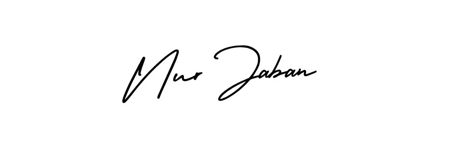 The best way (AmerikaSignatureDemo-Regular) to make a short signature is to pick only two or three words in your name. The name Nur Jaban include a total of six letters. For converting this name. Nur Jaban signature style 3 images and pictures png