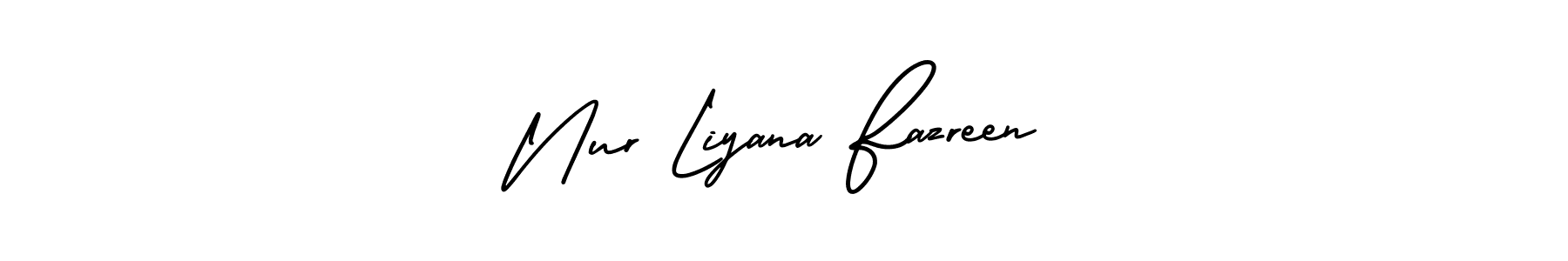 The best way (AmerikaSignatureDemo-Regular) to make a short signature is to pick only two or three words in your name. The name Nur Liyana Fazreen include a total of six letters. For converting this name. Nur Liyana Fazreen signature style 3 images and pictures png