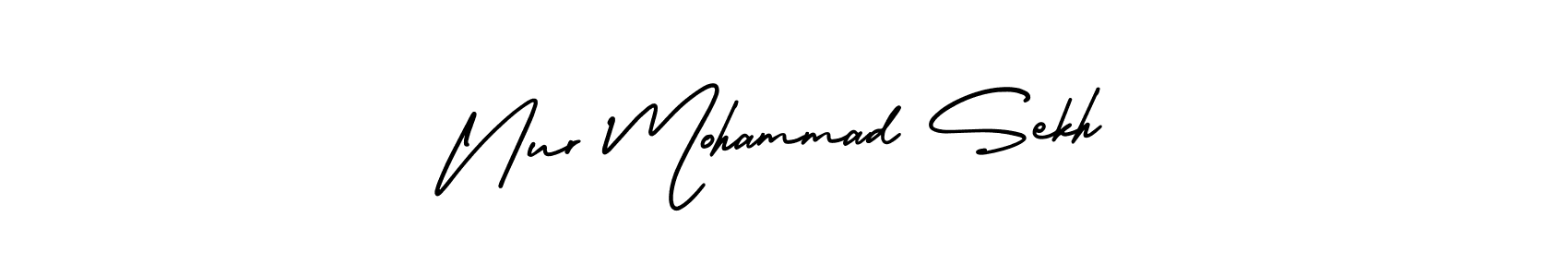 You should practise on your own different ways (AmerikaSignatureDemo-Regular) to write your name (Nur Mohammad Sekh) in signature. don't let someone else do it for you. Nur Mohammad Sekh signature style 3 images and pictures png