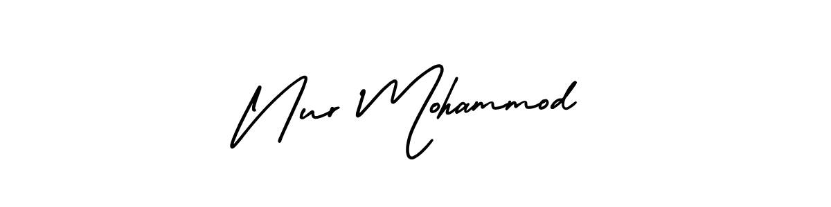 The best way (AmerikaSignatureDemo-Regular) to make a short signature is to pick only two or three words in your name. The name Nur Mohammod include a total of six letters. For converting this name. Nur Mohammod signature style 3 images and pictures png