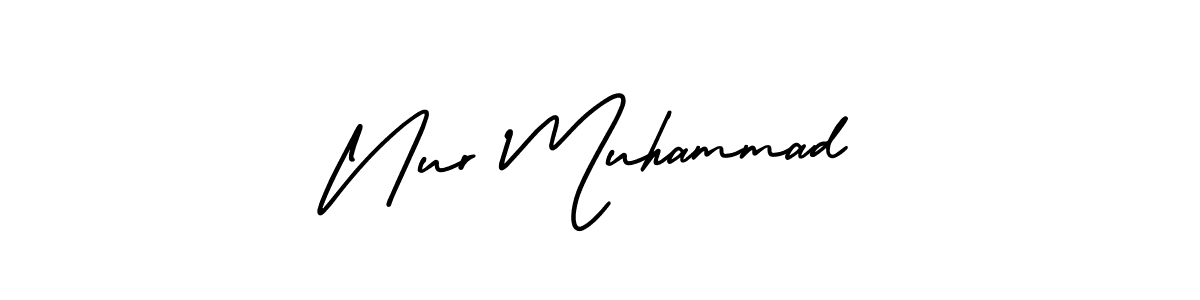 How to make Nur Muhammad name signature. Use AmerikaSignatureDemo-Regular style for creating short signs online. This is the latest handwritten sign. Nur Muhammad signature style 3 images and pictures png